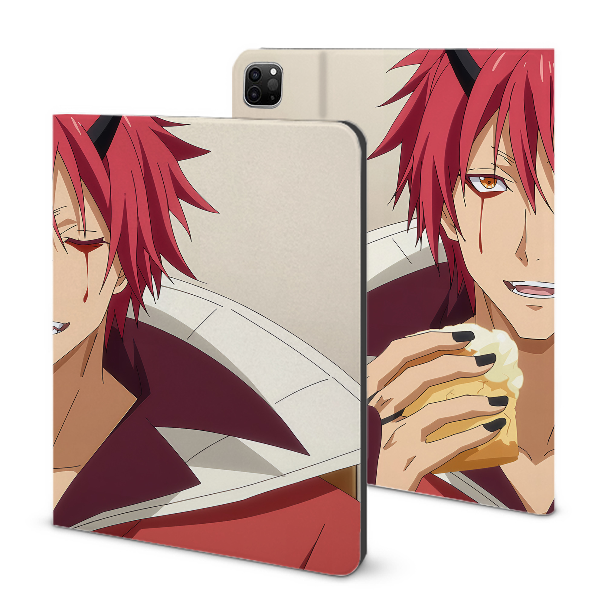 （画像用） 転スラ Regarding Reincarnated to Slime IPad ケース ブック型 PUレザー TPU 耐衝撃 軽量 薄型 ペン収納なし 全面保護 IPad 各モデル対応